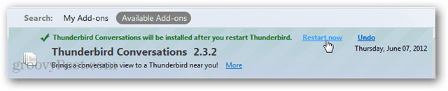 Starten Sie Thunderbird nach der Installation des Add-Ons neu