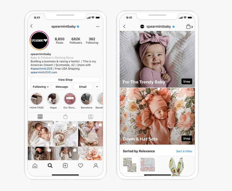 Ab Sommer in den USA bietet Instagram Shop Nutzern die Möglichkeit, Produkte zu durchsuchen und Sammlungen direkt zu erkunden. A. Ein spezieller Shopping-Tab von Instagram Explore, über den Benutzer direkt zum Shop einer Marke oder zum Einkaufen gelangen Beiträge.