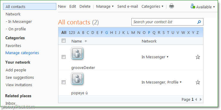 Verwalten Sie Ihre Kontakte mit Windows Live People