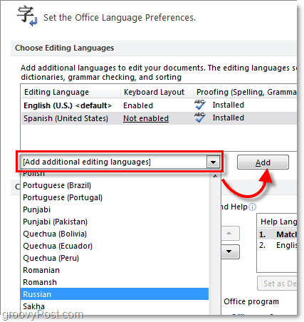 Fügen Sie zusätzliche Office 2010-Sprachen hinzu