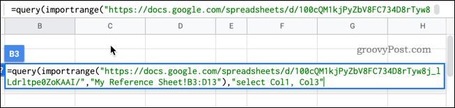 Abfragespalten in Google Sheets