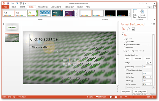 Office 2013-Vorlage erstellen Benutzerdefiniertes Design erstellen POTX-Folien anpassen Folien-Lernprogramm Anpassen des Hintergrunds