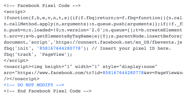 Installieren Sie den Facebook-Pixelcode auf Ihrer Website.