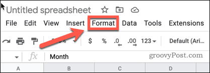 Das Formatmenü in Google Sheets