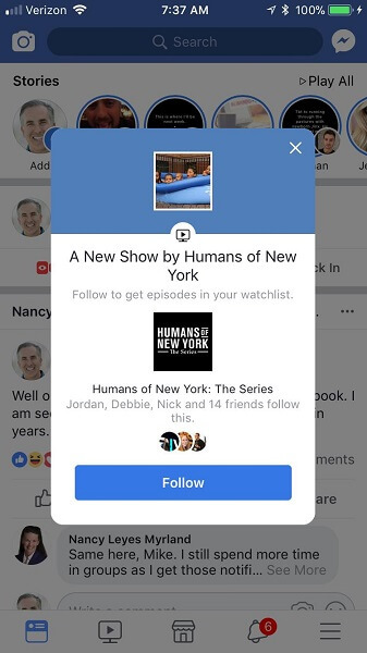 Facebook benachrichtigt mobile Benutzer, wenn neue Watch-Episoden zum Anzeigen verfügbar sind.