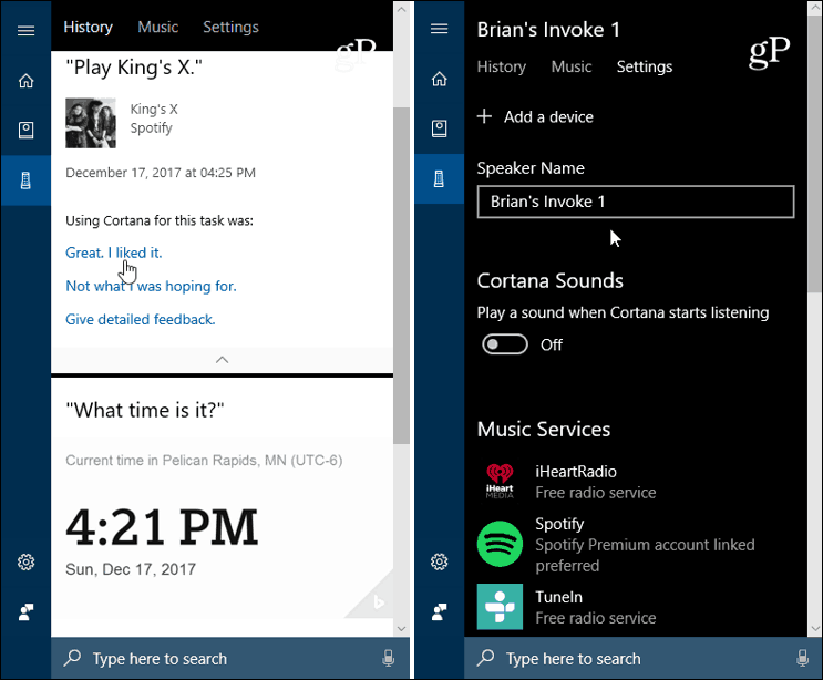 Cortana Windows 10-Einstellungen aufrufen