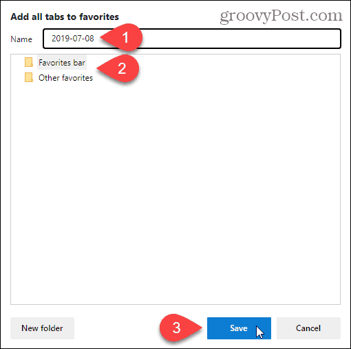 Fügen Sie in Chromium-based Edge alle Registerkarten zum Favoriten-Dialogfeld hinzu