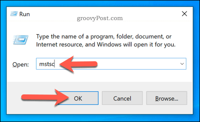 Verwenden von Ausführen, um mstsc in Windows zu starten