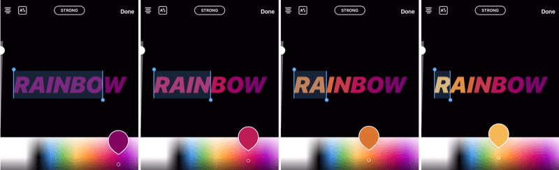 Erstelle Regenbogentext in Instagram Stories