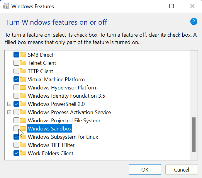 Deaktivieren Sie Windows-Sandbox