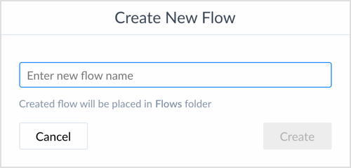 Geben Sie in ManyChat einen neuen Flow-Namen ein.