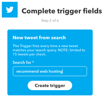 Erstellen Sie ein IFTTT-Applet, das durch eine Twitter-Suche ausgelöst wird.