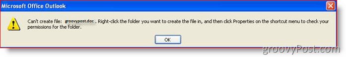 Outlook-Fehler: Datei:: groovyPost.com kann nicht erstellt werden