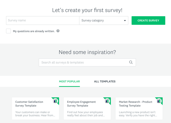 Facebook-Anzeigentechniken, die Ergebnisse liefern, Optionen zum Erstellen einer Survey Monkey-Umfrage. 