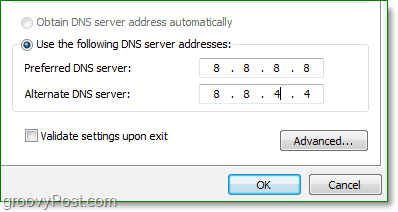 Die Google DNS IP ist 8.8.8.8 und die Alternative ist 8.8.4.4