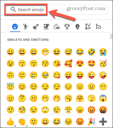 Google Docs Emoji-Liste