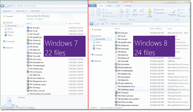 Windows 8 Explorer im Vergleich zu Windows 7 Explorer