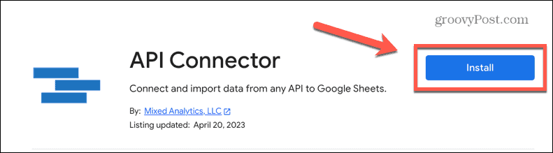 Google Sheets installiert den API-Connector