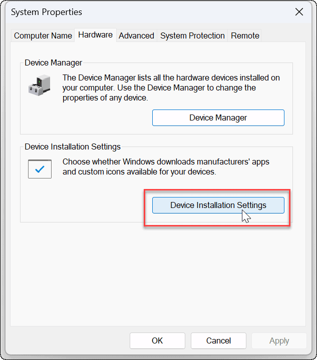 Deaktivieren Sie die automatische Treiberinstallation unter Windows 11