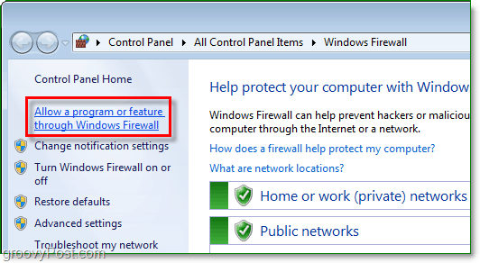 Lassen Sie ein Programm oder eine Funktion über die Windows 7-Firewall zu