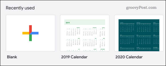 Auswählen einer Kalendervorlage in Google Sheets
