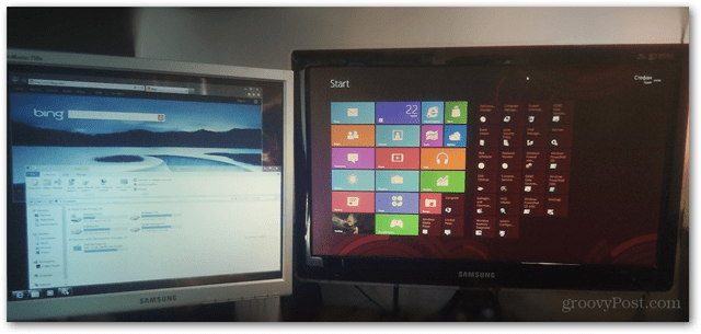 Windows 8 Dual Monitor Setup Metro Desktop-Kombination Einstellung Multitask-Bild