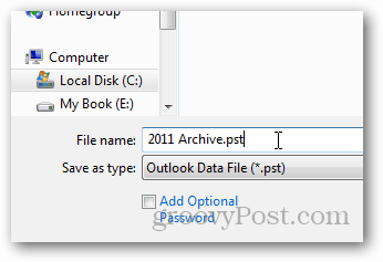 So erstellen Sie eine PST-Datei für Outlook 2013 - Name PST