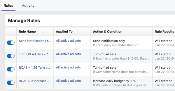 So verwenden Sie automatisierte Facebook-Regeln im Facebook Ads Manager