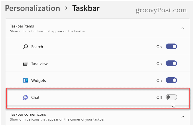 Chat-Tastenschaltereinstellungen Windows 11