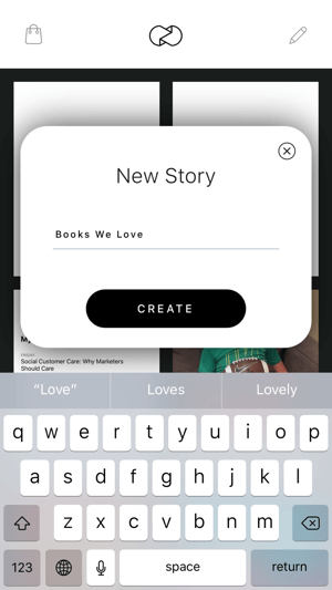 Erstellen Sie eine ungefaltete Instagram-Story. Schritt 1 zeigt einen neuen Story-Bildschirm.