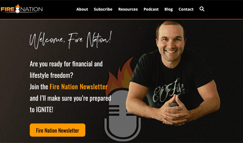 Homepage der Entrepreneurs on Fire-Website