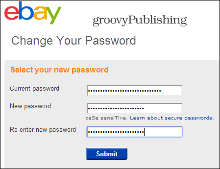 eBay Passwort ändern Kontoeinstellungen Personal Info Passwort 2
