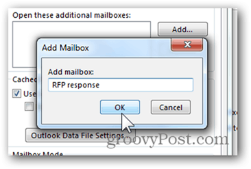 Mailbox Outlook 2013 hinzufügen - Mailboxname eingeben Klicken Sie auf OK