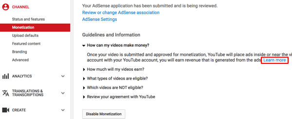 Verbinde YouTube- und AdSense-Konten