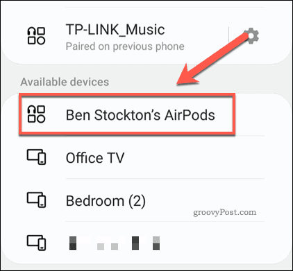 AirPods in einem Android Bluetooth-Scan-Menü