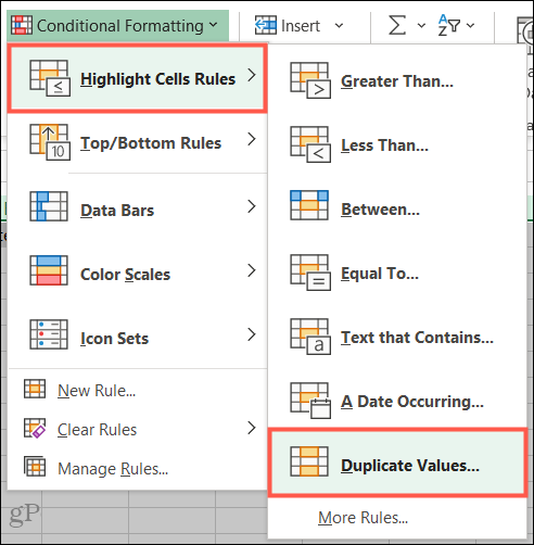 Markieren Sie Zellregeln, doppelte Werte in Excel