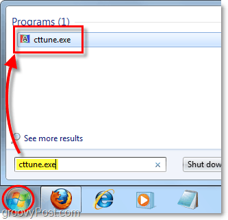 Laden Sie im Windows 7-Startmenü cctune.exe, um den clearType-Tuner zu laden
