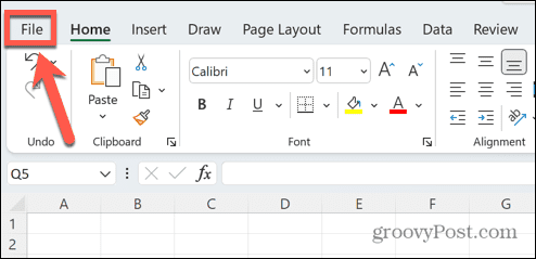 Excel-Dateimenü