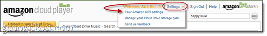 Amazon Cloud Player-Einstellungen