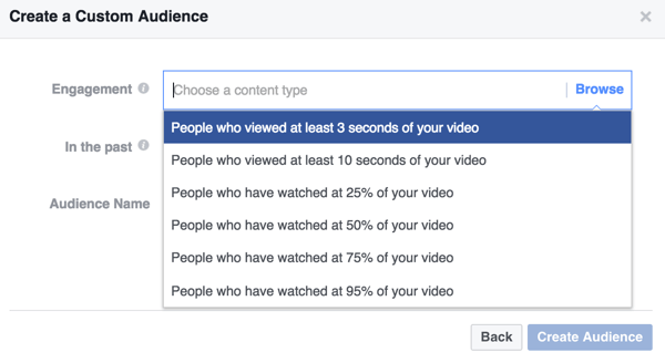 Wählen Sie die Einbeziehungskriterien für Ihr benutzerdefiniertes Facebook-Videopublikum aus.
