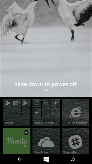 1 Folie zum Ausschalten des Windows Phone