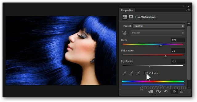 blaue Haarfarbe Photoshop Anpassungsschicht Farbton Sättigung Add-Effekt-Tutorial