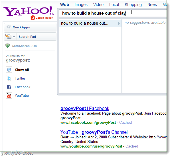 Yahoo Search Direct Keine Ergebnisse verfügbar