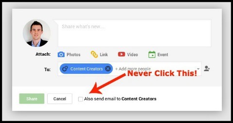 E-Mail-Option auf Google + Post senden