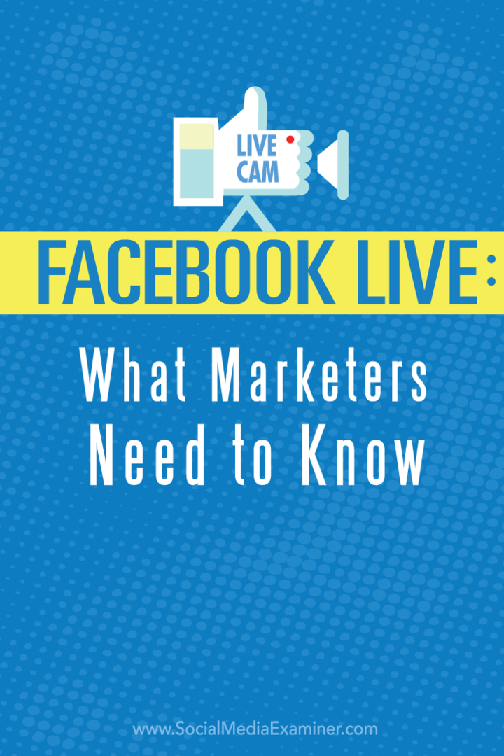 Was Vermarkter über Facebook Live wissen müssen