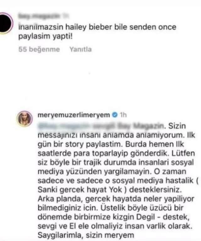 Meryem Uzerli reagierte auf die Kritik