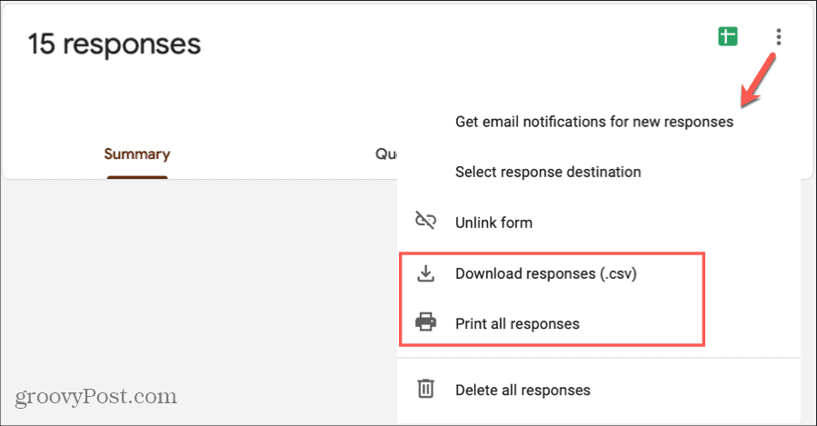 Google Forms-Antworten Drucken Download