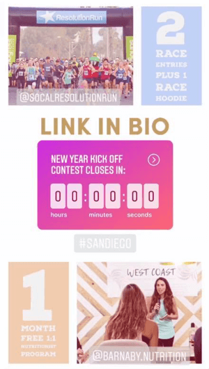 So verwenden Sie den Instagram Countdown-Aufkleber für Unternehmen, Beispiel Countdown für Wettbewerbe.