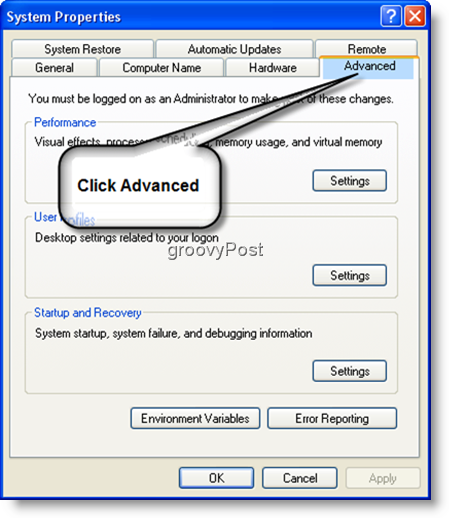 Systemeigenschaften Erweiterte Einstellungen Windows XP