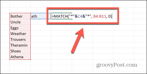 Excel-Match-Formel